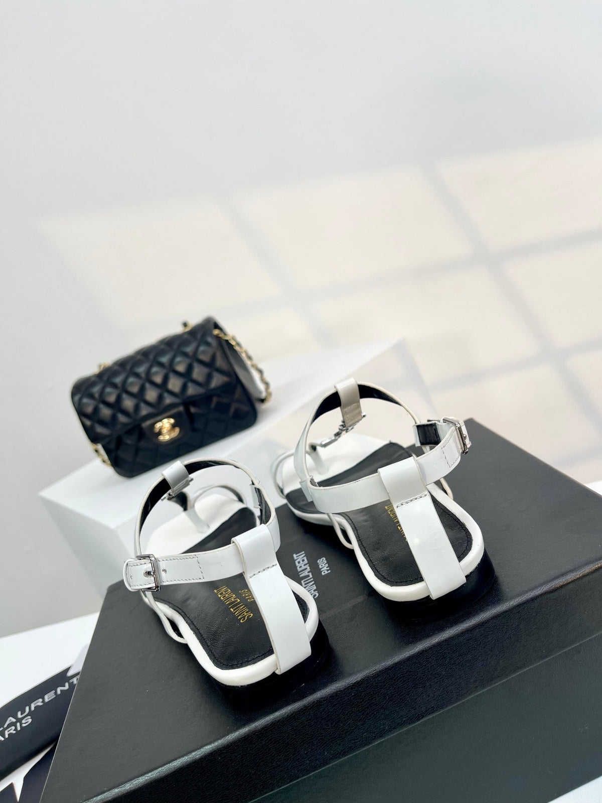 SL CASSANDRA ONE SANDAL FLAT WHITE CALFSKIN