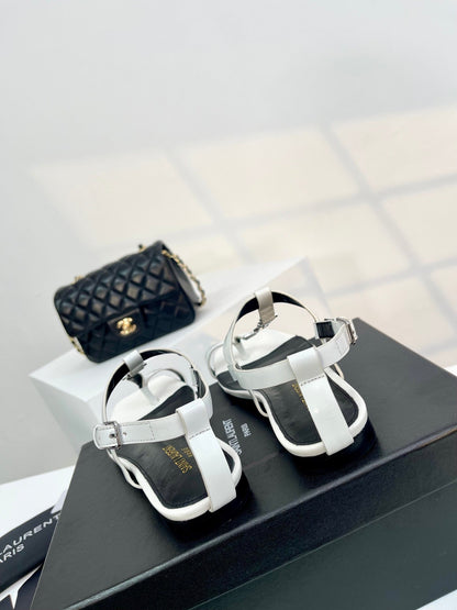 SL CASSANDRA ONE SANDAL FLAT WHITE CALFSKIN