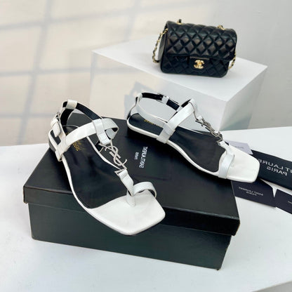 SL CASSANDRA ONE SANDAL FLAT WHITE CALFSKIN