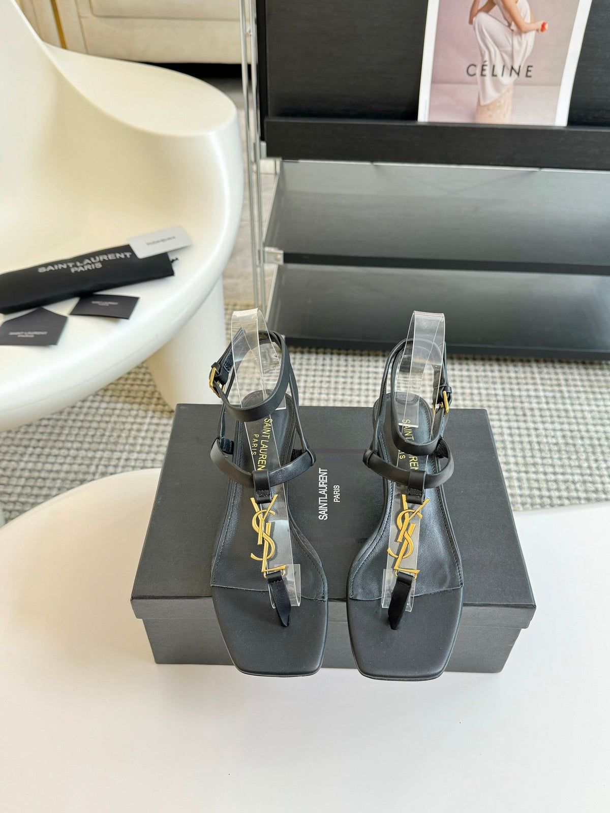 SL CASSANDRA MID-HEEL SANDAL BLACK CALFSKIN