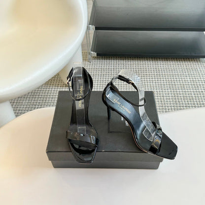 SL SQUARE-TOED HIGH HEELS BLACK CALFSKIN