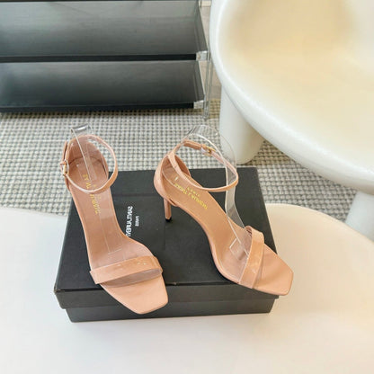 SL SQUARE-TOED HIGH HEELS BISQUE CALFSKIN