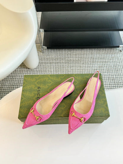 GG HORSEBIT SLINGBACK BALLET FLAT PINK CANVAS