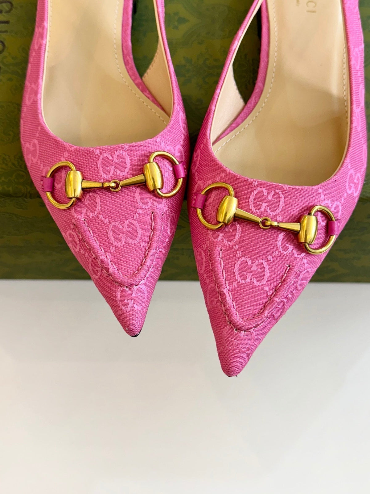 GG HORSEBIT SLINGBACK BALLET FLAT PINK CANVAS