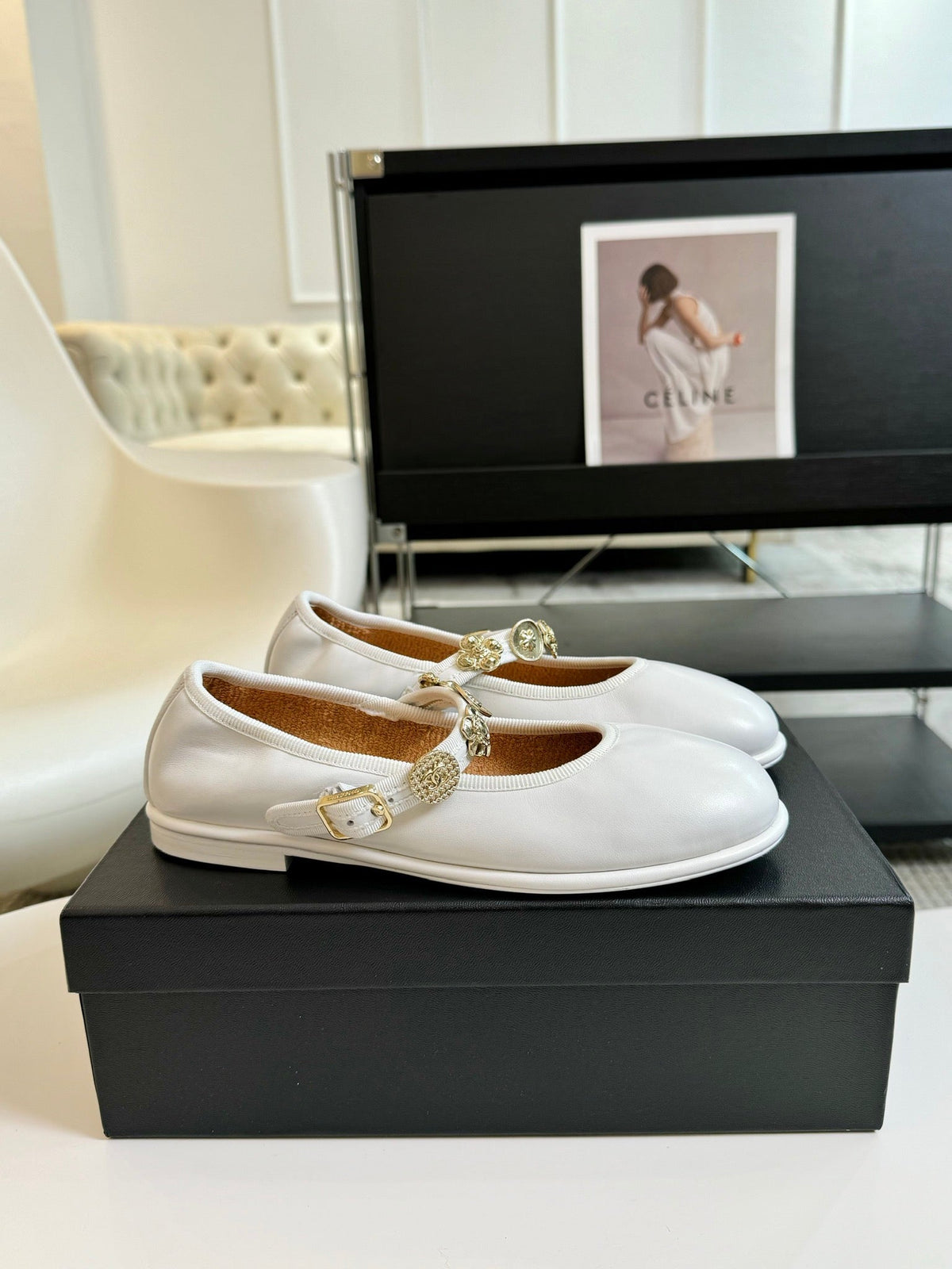 MARY JANE SHOES WHITE SHEEPSKIN