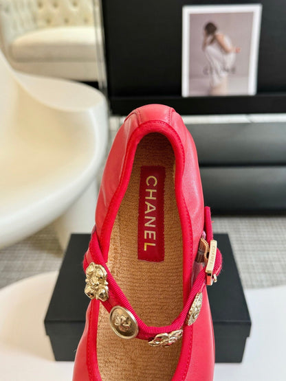 MARY JANE SHOES ROSE RED SHEEPSKIN