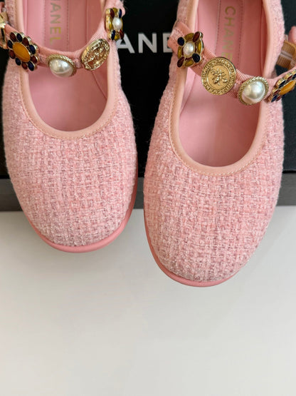 MARY JANE SHOES LIGHT PINK WOOL TWEED