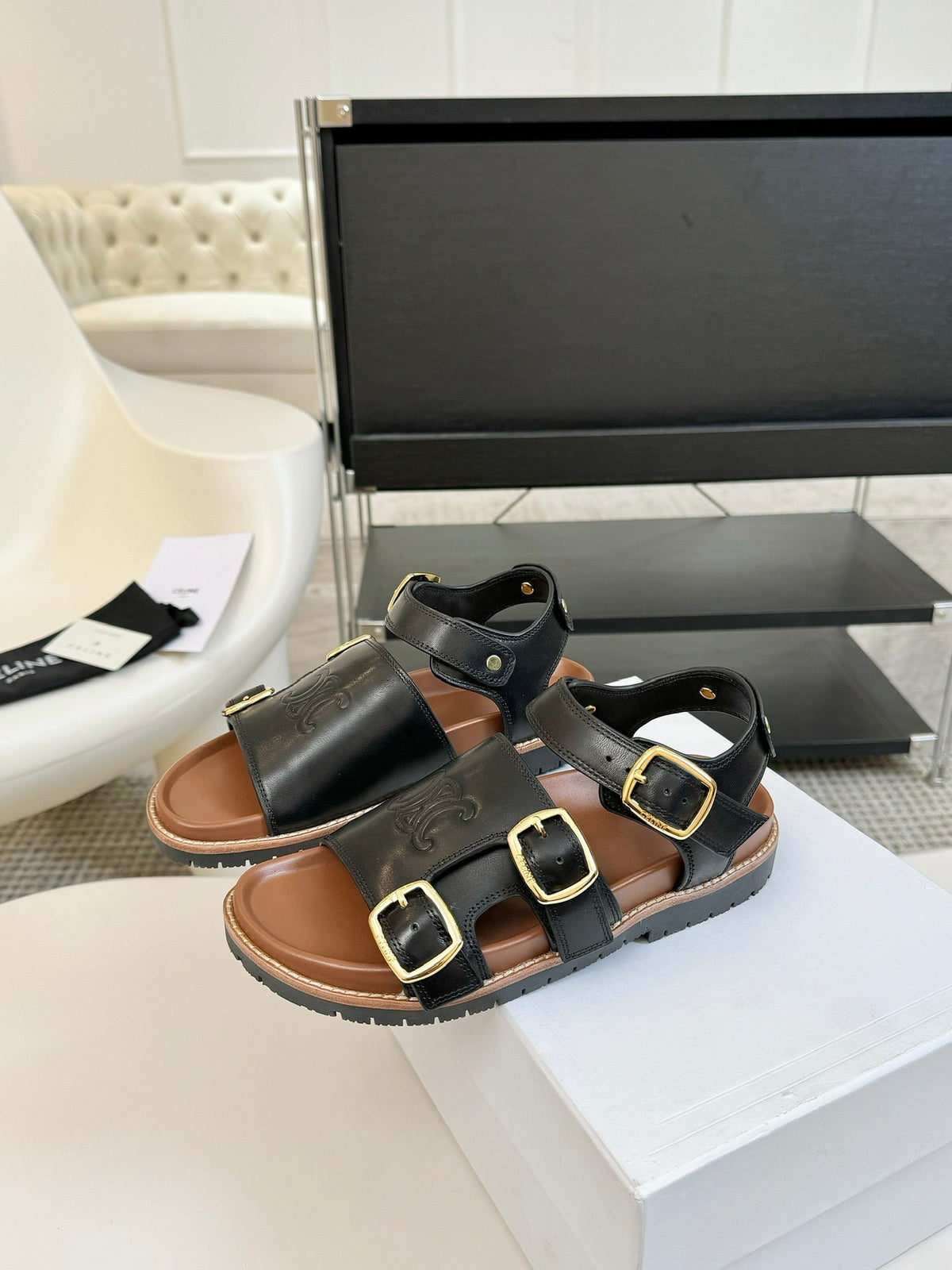 MINO SANDAL IN BLACK CALFSKIN