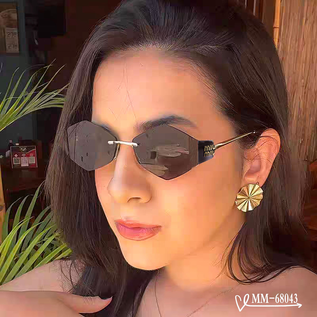 LOGO SUNGLASSES 68043 IN GOLD METAL GREY LENS