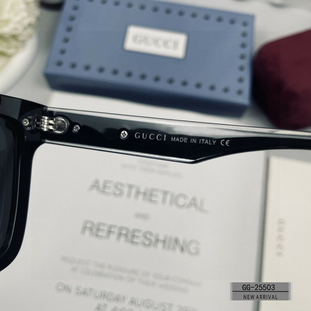 EMBOSSED LOGO SQUARE FRAME SUNGLASSES 25503 IN ACETATE