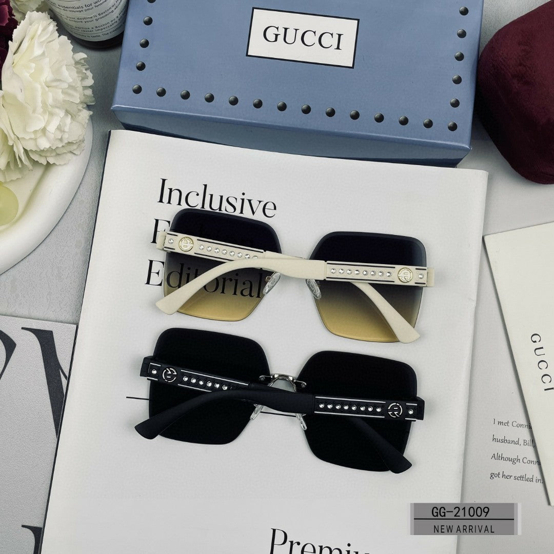 CRYSTAL STUDDED SQUARE FRAME SUNGLASSES 21009 IN ACETATE