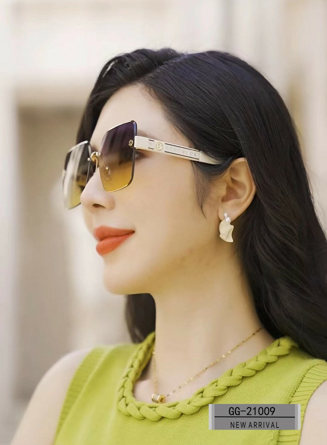 CRYSTAL STUDDED SQUARE FRAME SUNGLASSES 21009 IN ACETATE