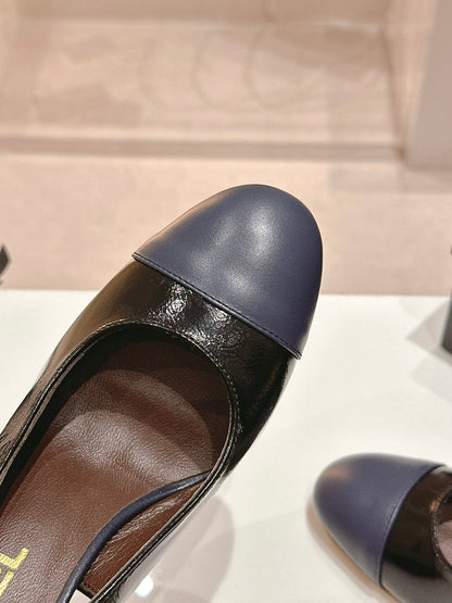 HIGH SLINGBACKS BLACK MIX VIOLET SHEEPSKIN