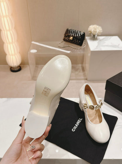 MARY JANE SHOES WHITE LAMBSKIN
