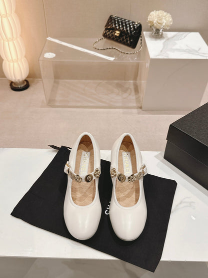 MARY JANE SHOES WHITE LAMBSKIN