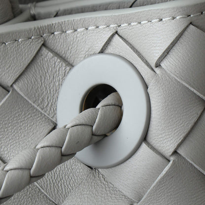 BV SMALL ANDIAMO 25CM GREY LAMBSKIN