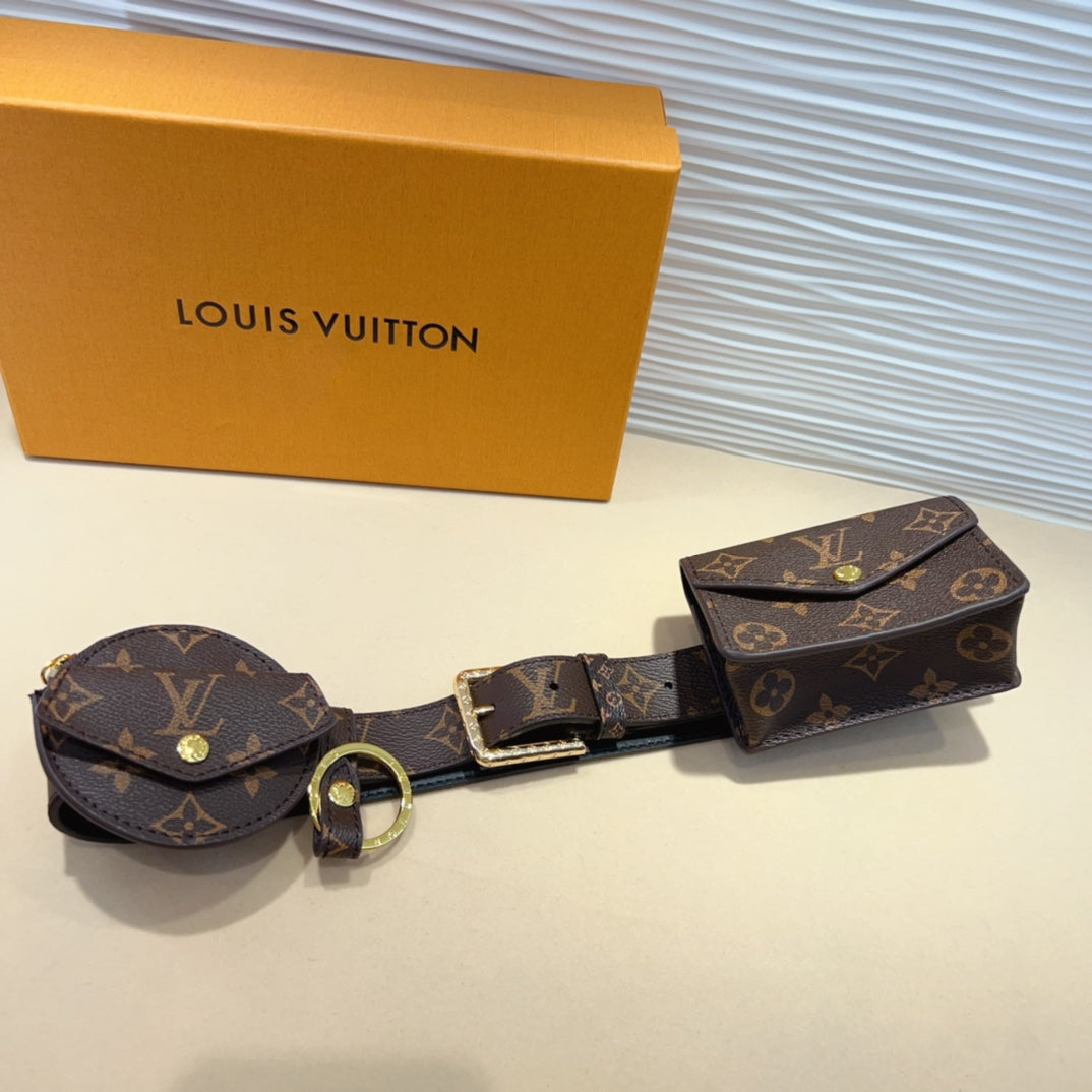 LV Daily Multi Pocket 30mm Belt Bag Brown Leather