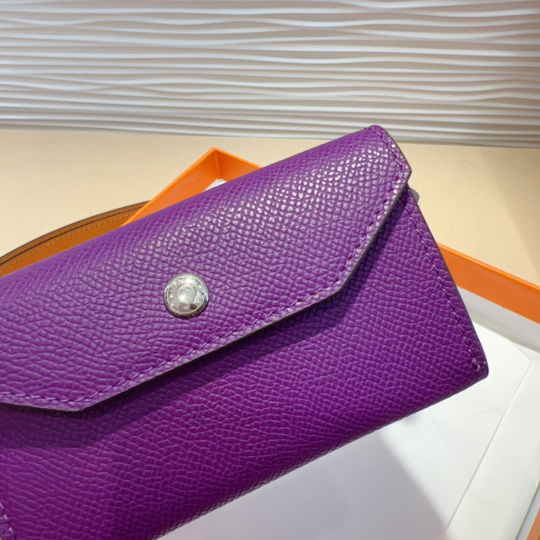 HM KELLY VIOLET PURPLE POCKET 18MM BELT WHITE LEATHER SILVER HARDWARE