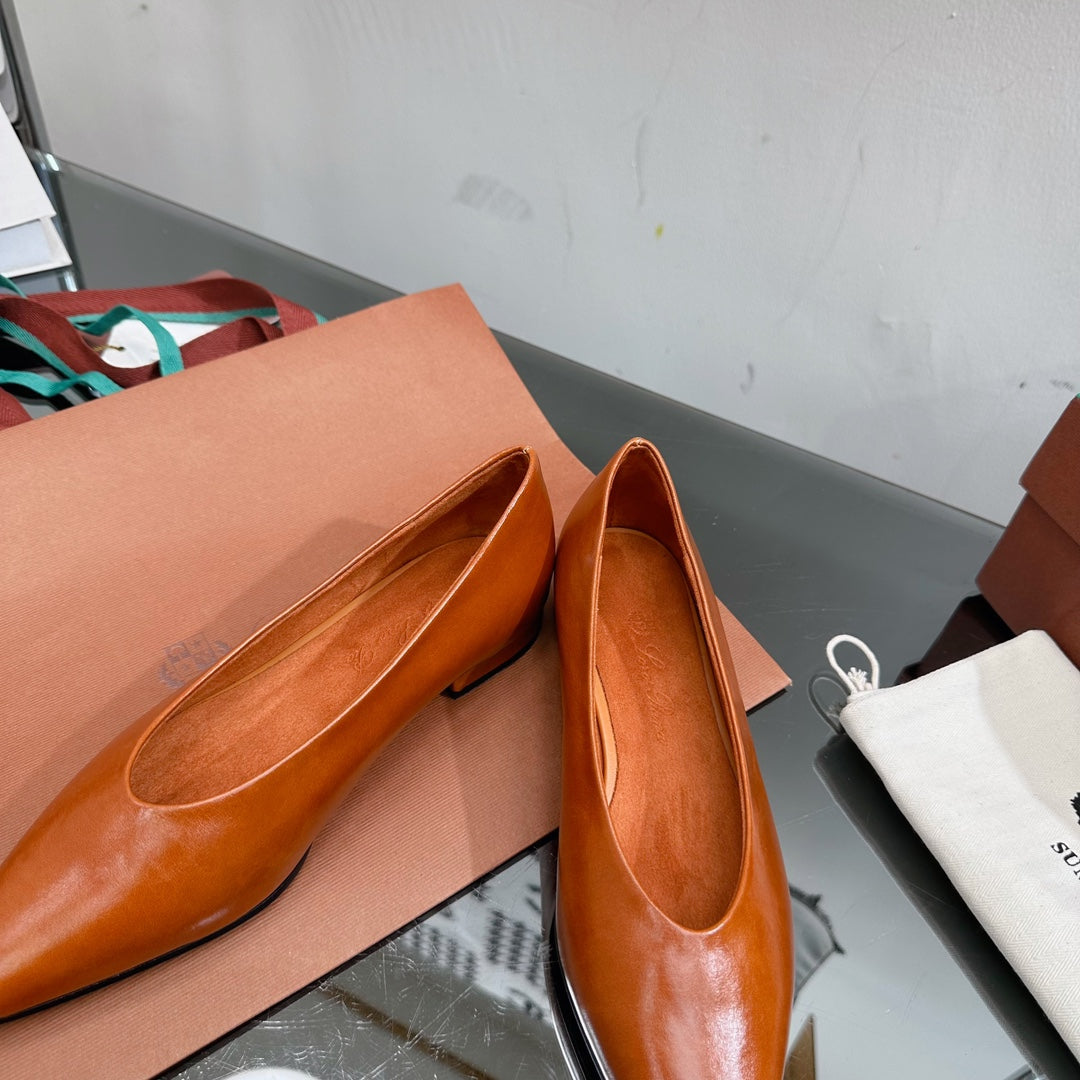 LP REBECCA BALLERINAS GLOSSY CARAMEL CALFSKIN