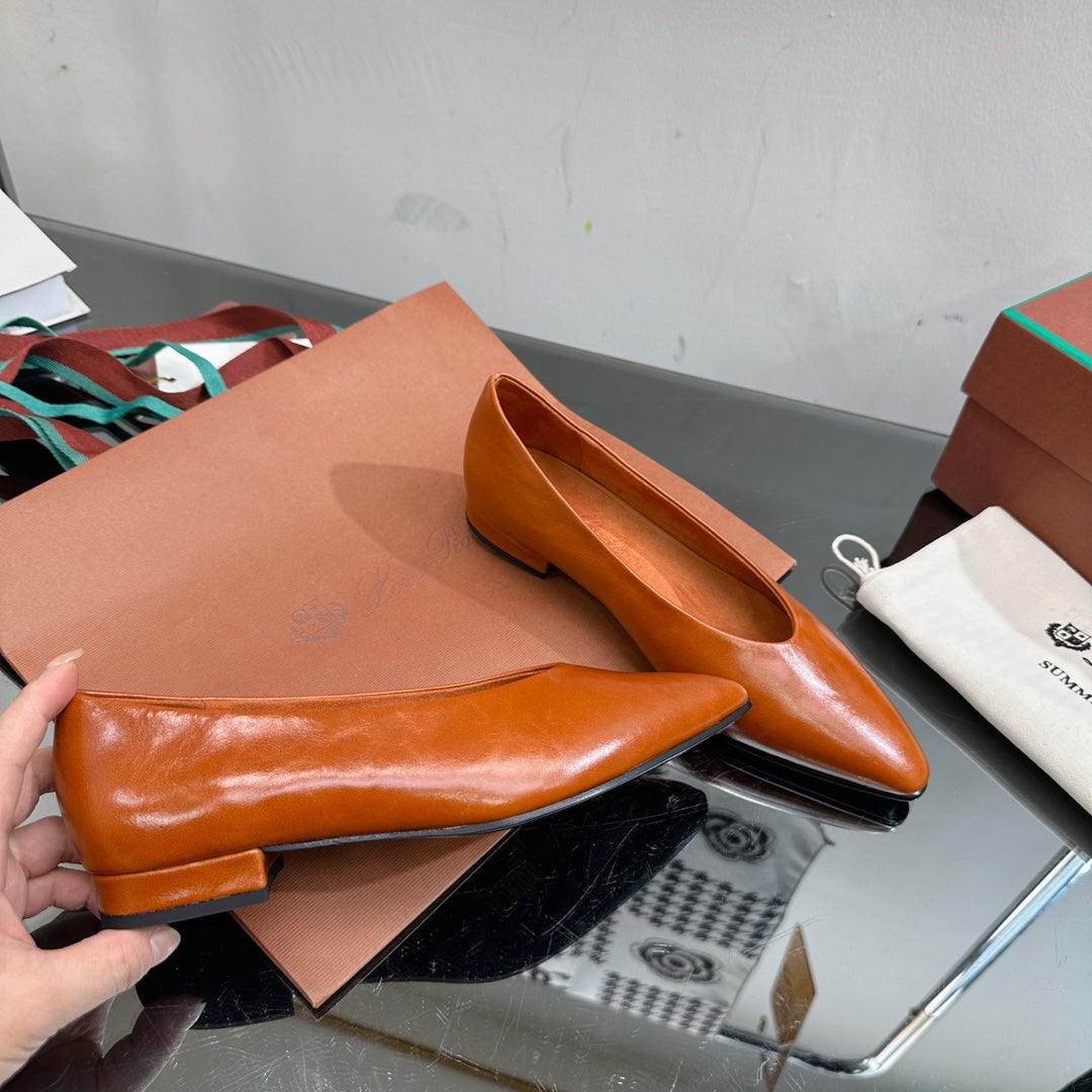 LP REBECCA BALLERINAS GLOSSY CARAMEL CALFSKIN