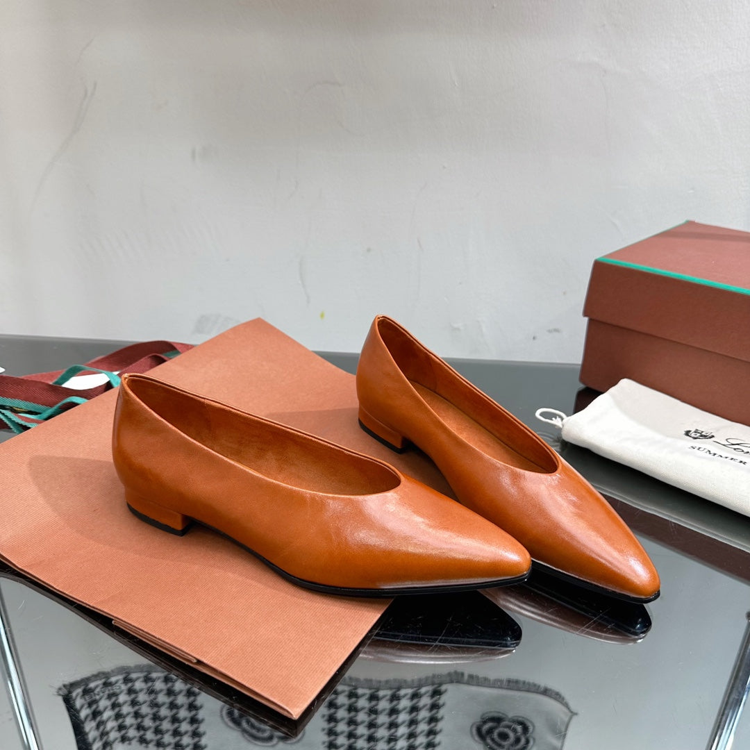 LP REBECCA BALLERINAS GLOSSY CARAMEL CALFSKIN