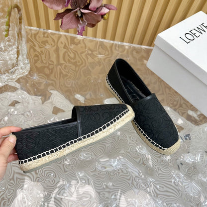 LW ANAGRAM ESPADRILLE LOAFER BLACK LINEN