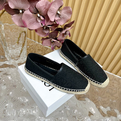 LW ANAGRAM ESPADRILLE LOAFER BLACK LINEN