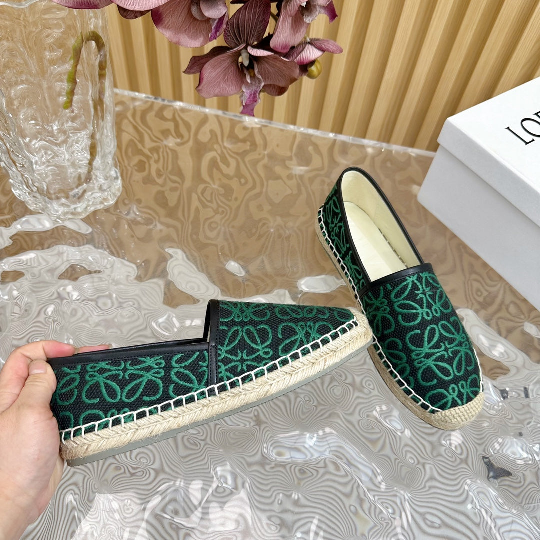 LW GREEN ANAGRAM ESPADRILLE LOAFER BLACK LINEN