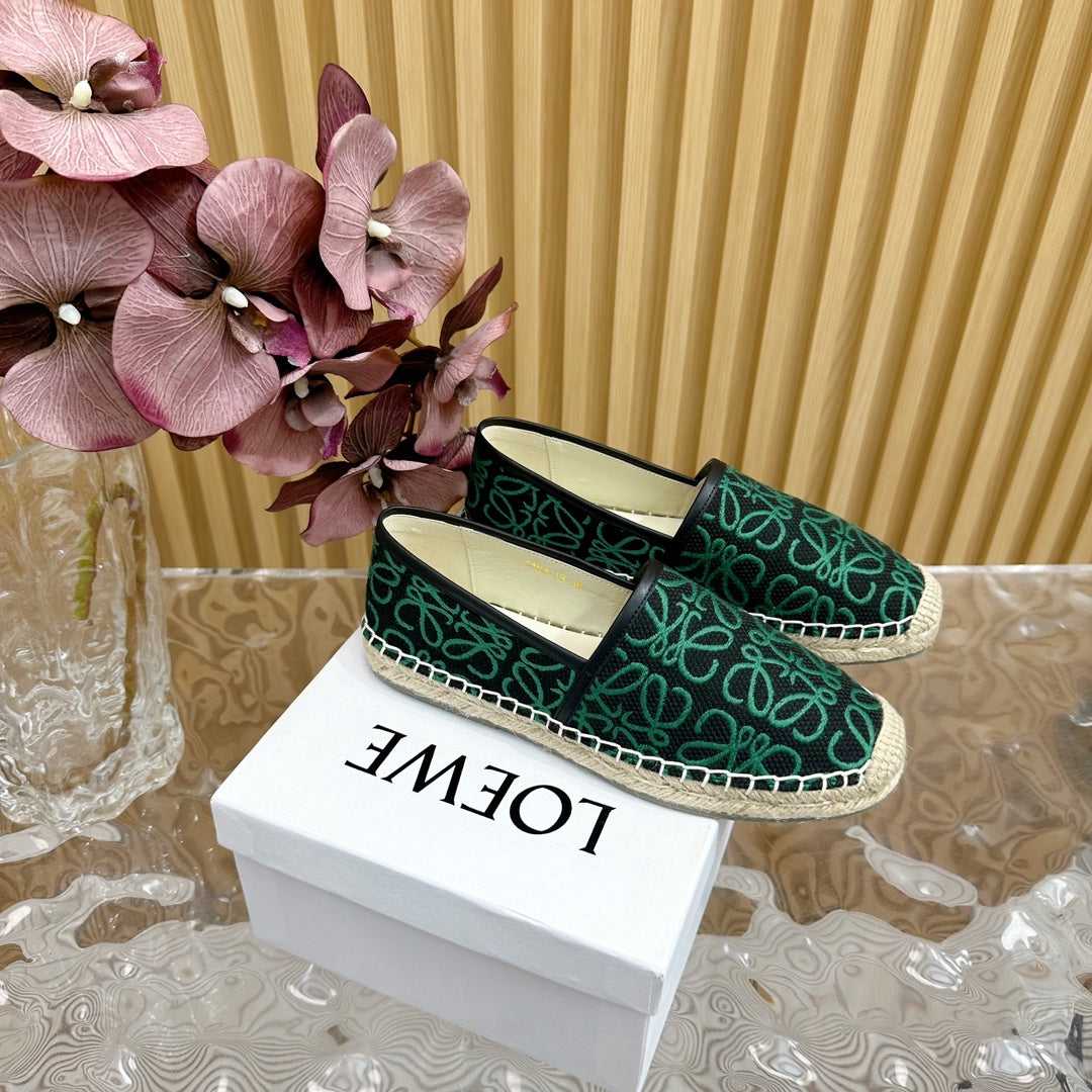 LW GREEN ANAGRAM ESPADRILLE LOAFER BLACK LINEN