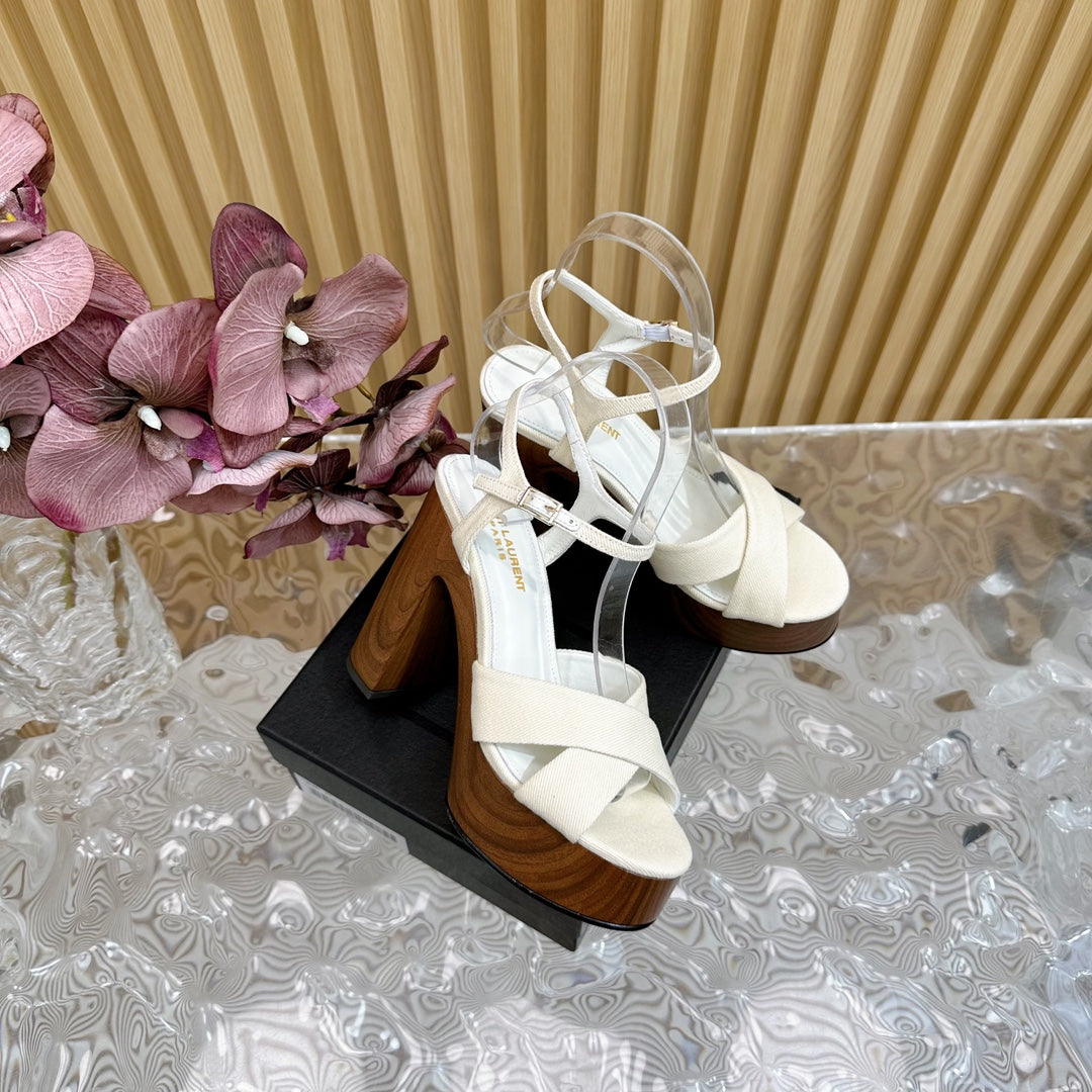 SL BIANCA PLATFORM SANDAL WHITE CANVAS