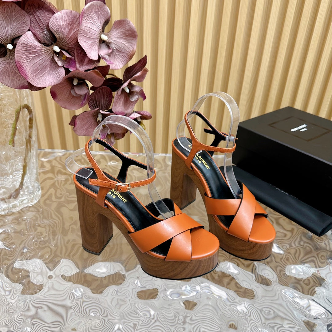 SL BIANCA PLATFORM SANDAL BURNT ORANGE CALFSKIN