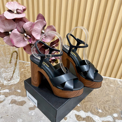 SL BIANCA PLATFORM SANDAL BLACK CALFSKIN