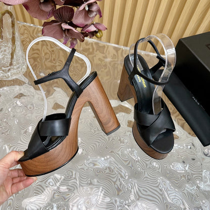 SL BIANCA PLATFORM SANDAL BLACK CALFSKIN