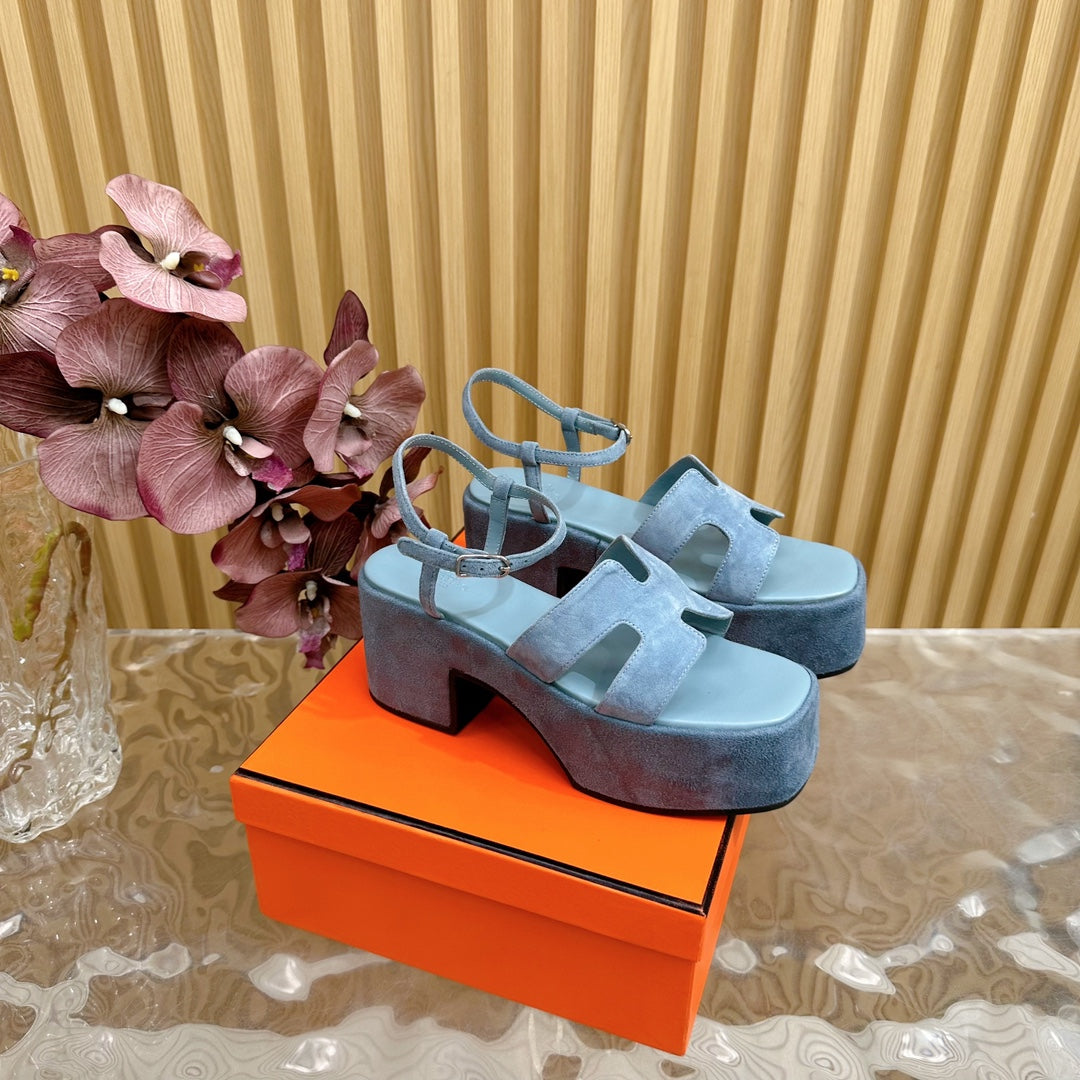 JAM 30 SANDAL IN SAPPHIRE BLUE VELVET