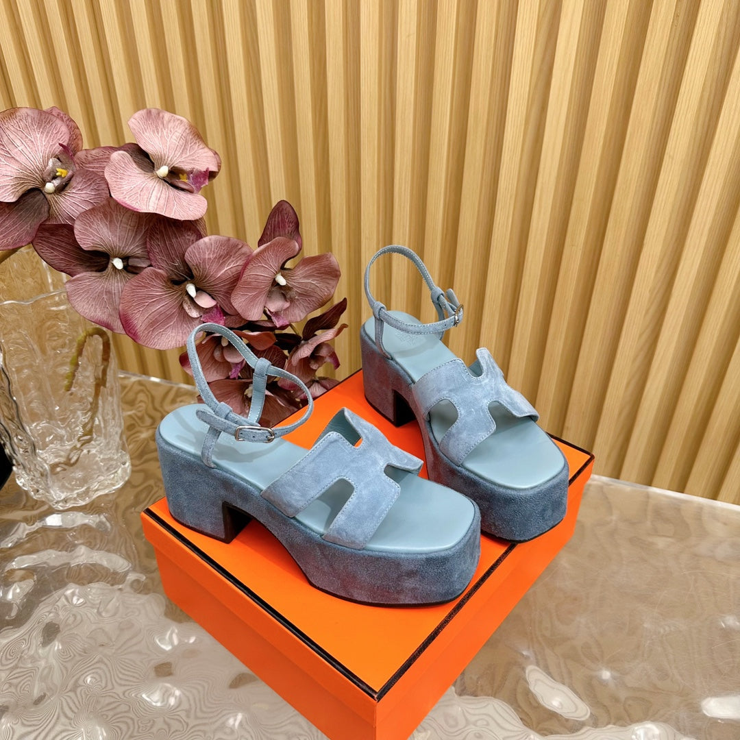 JAM 30 SANDAL IN SAPPHIRE BLUE VELVET