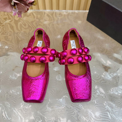 MARY JANE PEARL IN MAGENTA PURPLE GLOSSY LAMBSKIN