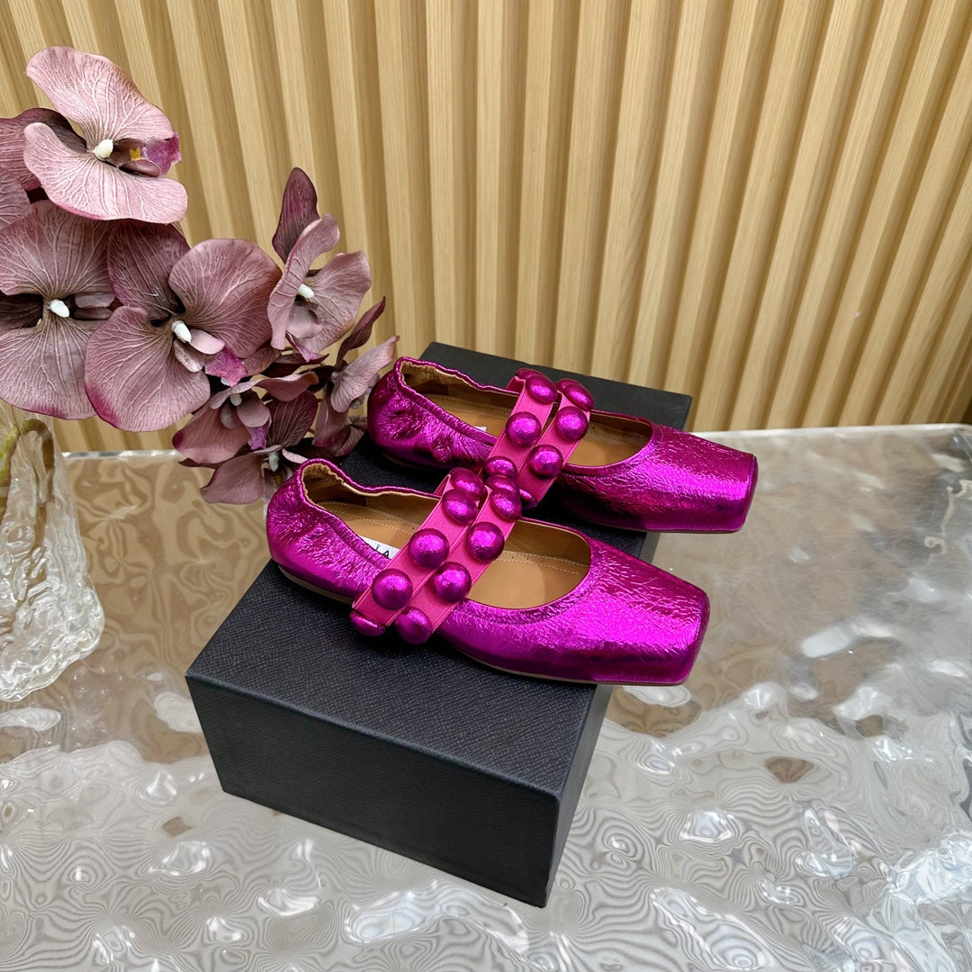 MARY JANE PEARL IN MAGENTA PURPLE GLOSSY LAMBSKIN