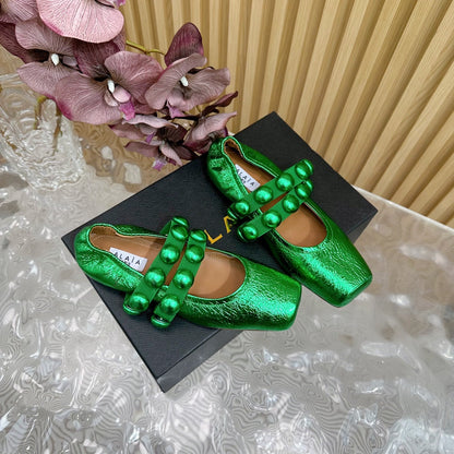 MARY JANE PEARL IN EMERALD GREEN GLOSSY LAMBSKIN