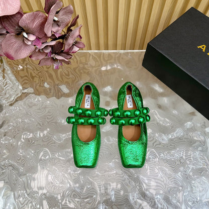 MARY JANE PEARL IN EMERALD GREEN GLOSSY LAMBSKIN