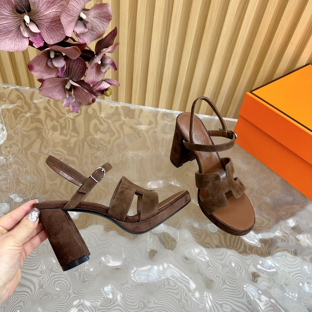 JAZZ 90 SANDAL IN WALNUT BROWN SUEDE