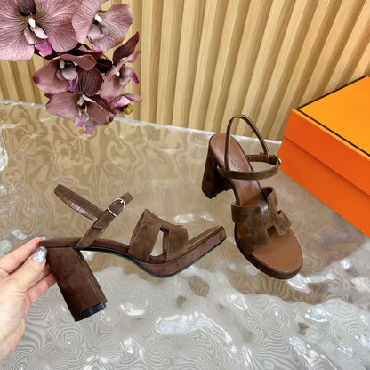 JAZZ 90 SANDAL IN WALNUT BROWN SUEDE