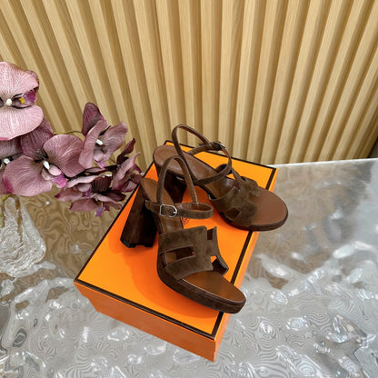 JAZZ 90 SANDAL IN WALNUT BROWN SUEDE