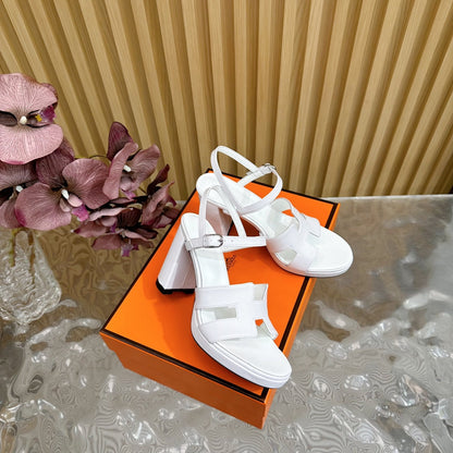 JAZZ 90 SANDAL IN WHITE CALFSKIN