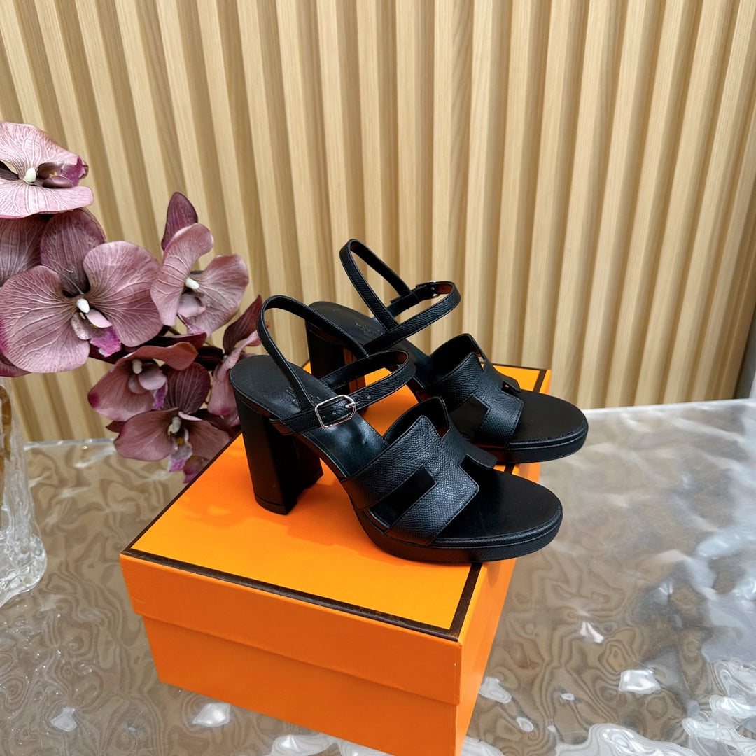 JAZZ 90 SANDAL IN BLACK CALFSKIN