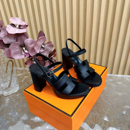 JAZZ 90 SANDAL IN BLACK CALFSKIN