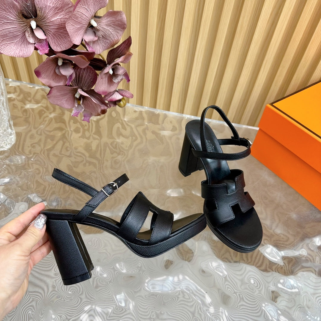 JAZZ 90 SANDAL IN BLACK CALFSKIN