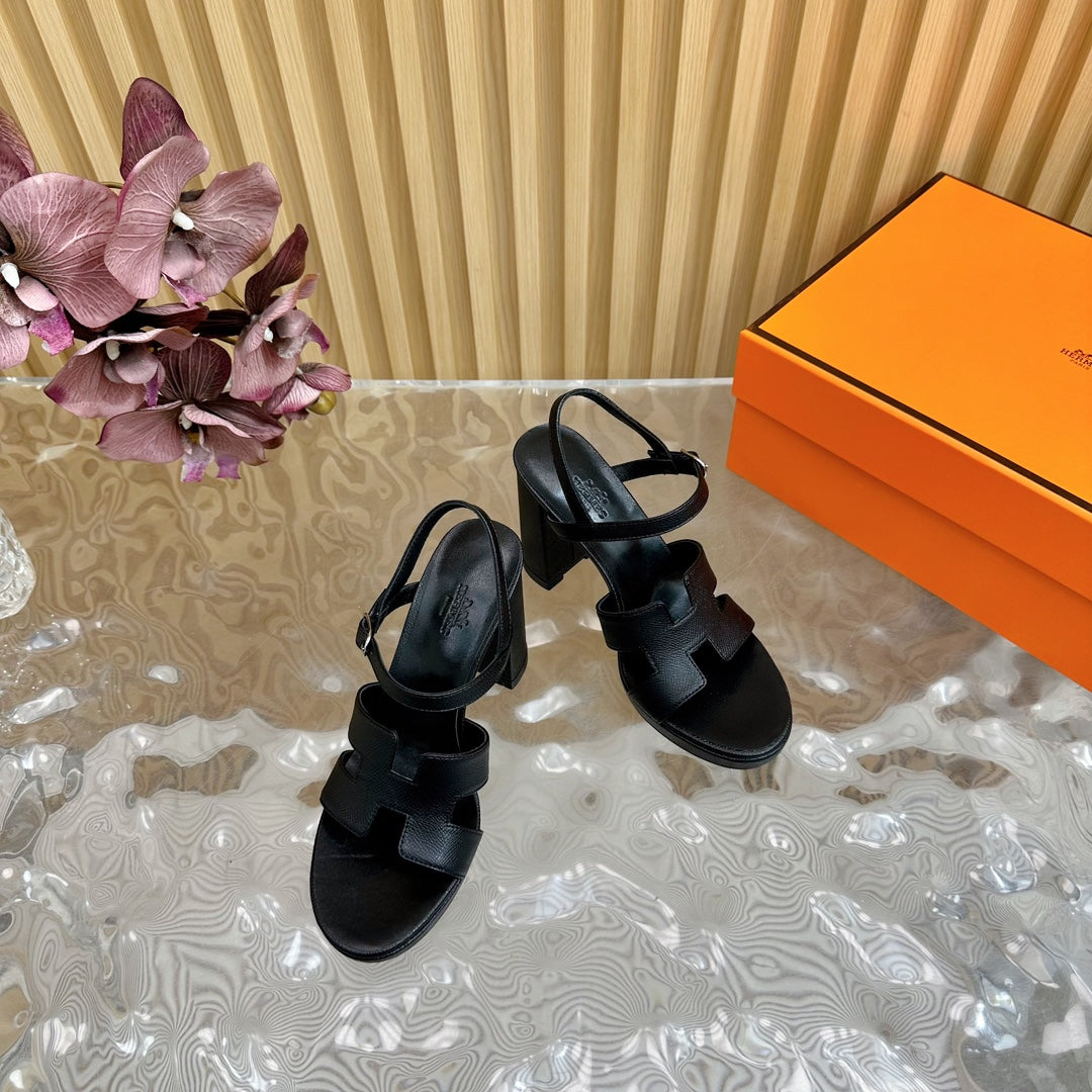 JAZZ 90 SANDAL IN BLACK CALFSKIN