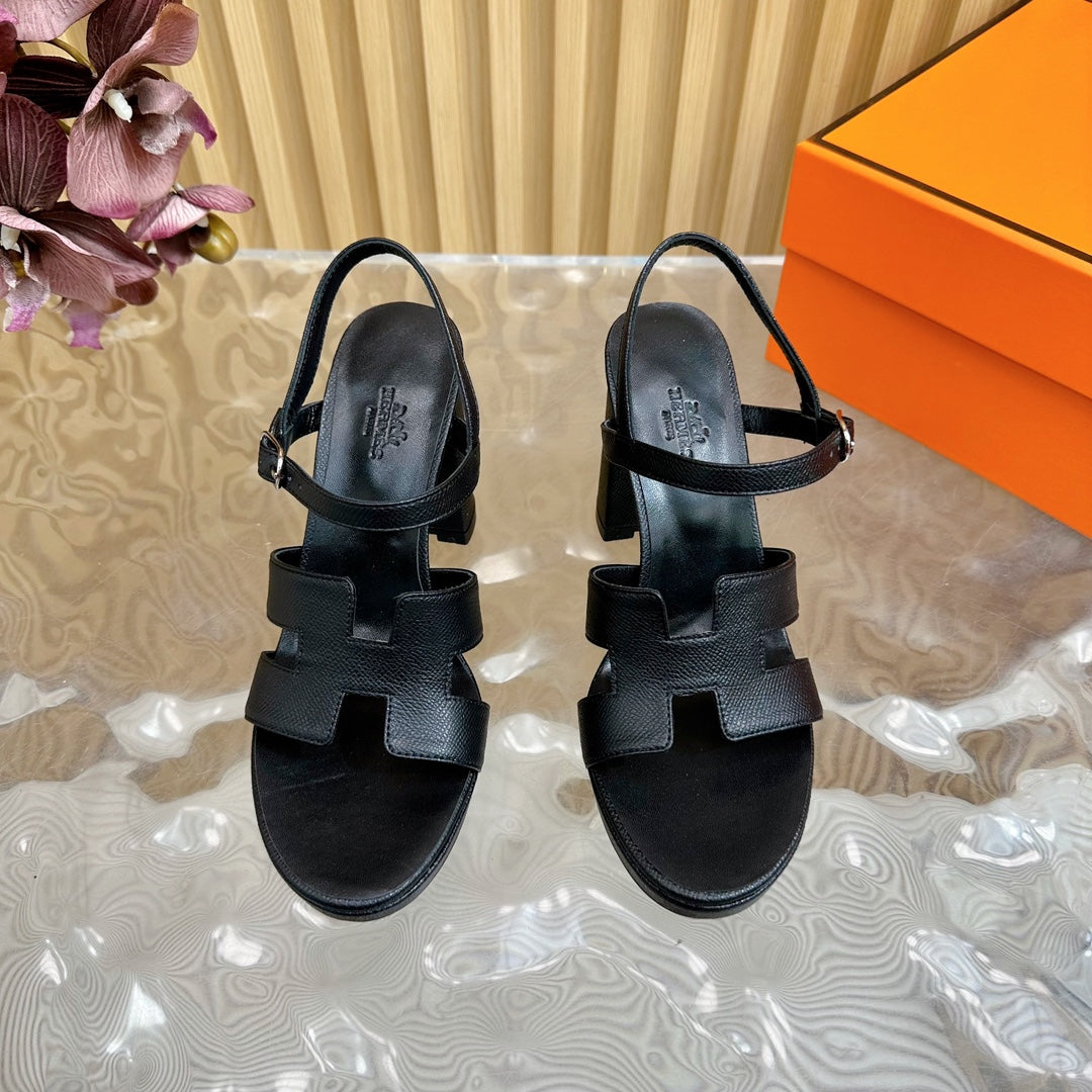 JAZZ 90 SANDAL IN BLACK CALFSKIN
