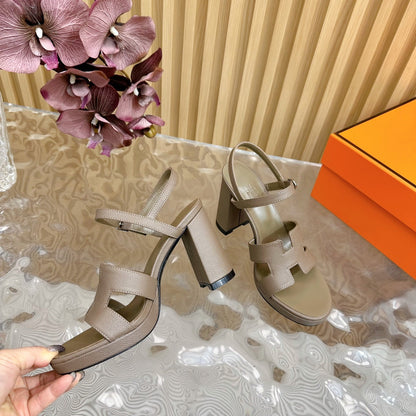 JAZZ 90 SANDAL IN WOOD BROWN CALFSKIN