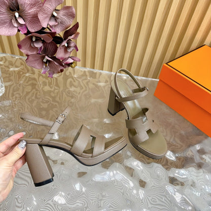 JAZZ 90 SANDAL IN WOOD BROWN CALFSKIN